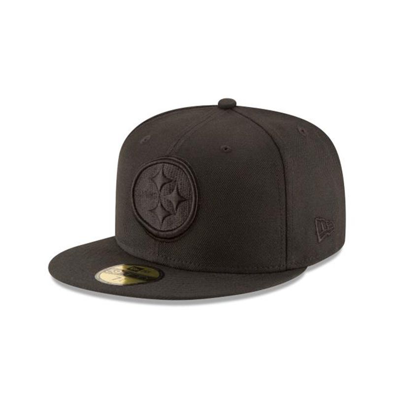 NFL Pittsburgh Steelers Black On Black 59Fifty Fitted (RES4545) - Black New Era Caps